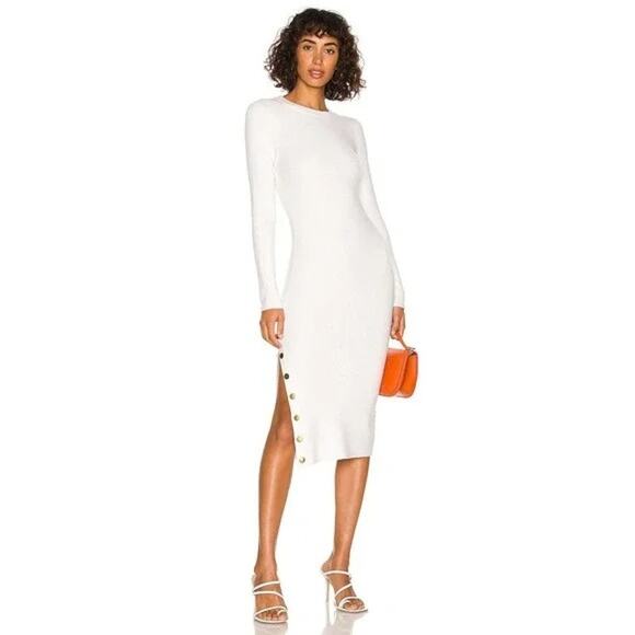 NWT Alice + Olivia NWT Jenner Crew Neck Soft White Sweater Midi Dress Large - Picture 1 of 2